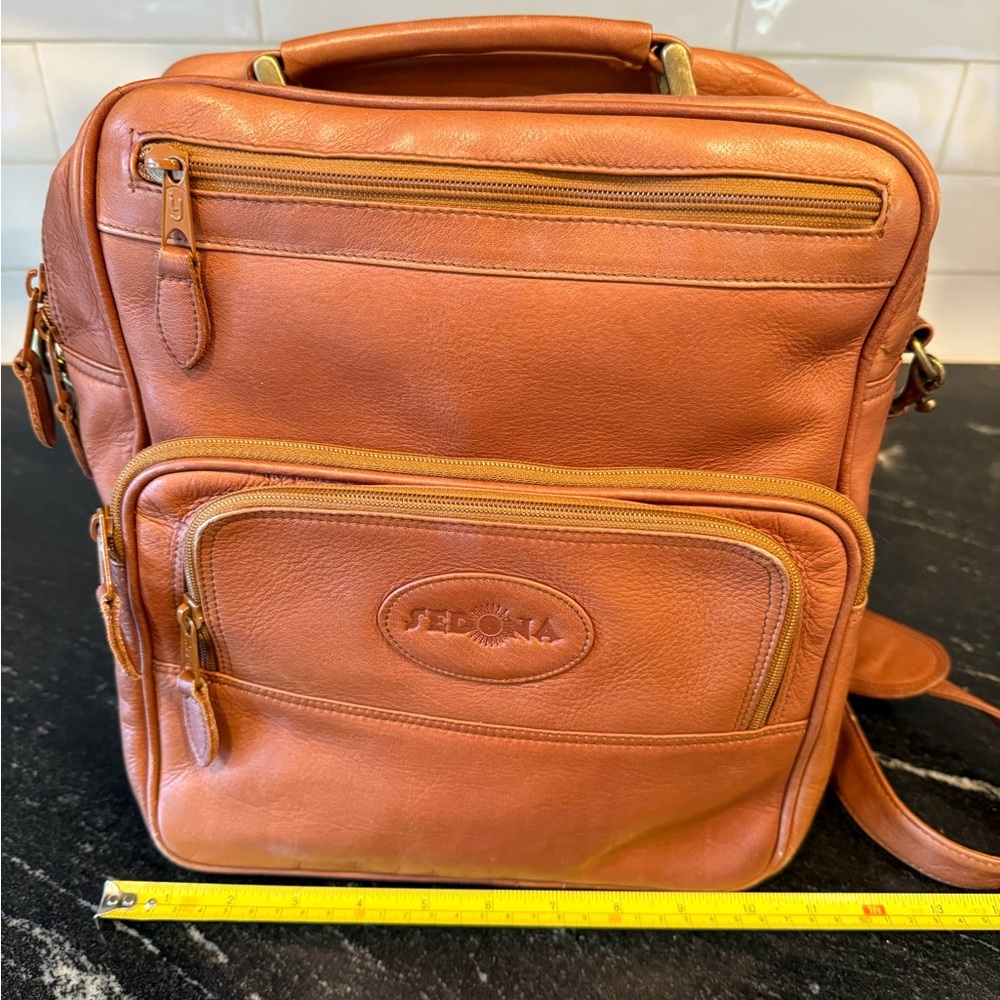 Brown Leather Messenger Bag with Adjustable Strap, Great for Travel or Everyday - Picture 9 of 14